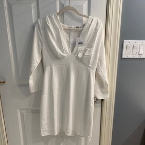 White deep V Dress size L